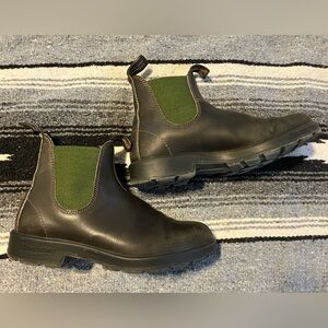 Blundstone Original 500 Chelsea Boots Stout Brown & Olive Green M 8.5 W 10